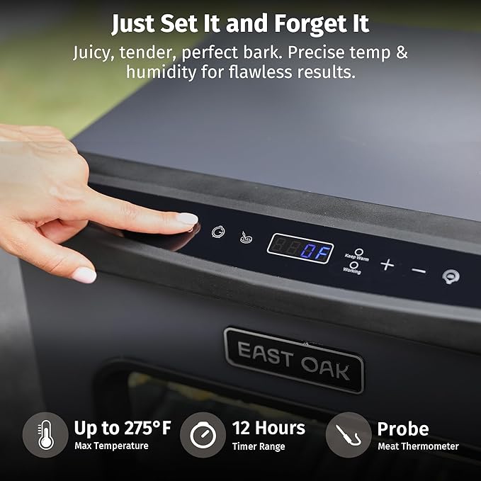 EAST OAK 30" Electric Smoker for Outdoors | Built-in Meat Probe & Up to 6× Longer Smokes on a Single Load | Side Chip Loader for Uninterrupted Smoking | Bigger Batches with 725 sq in Cooking Area