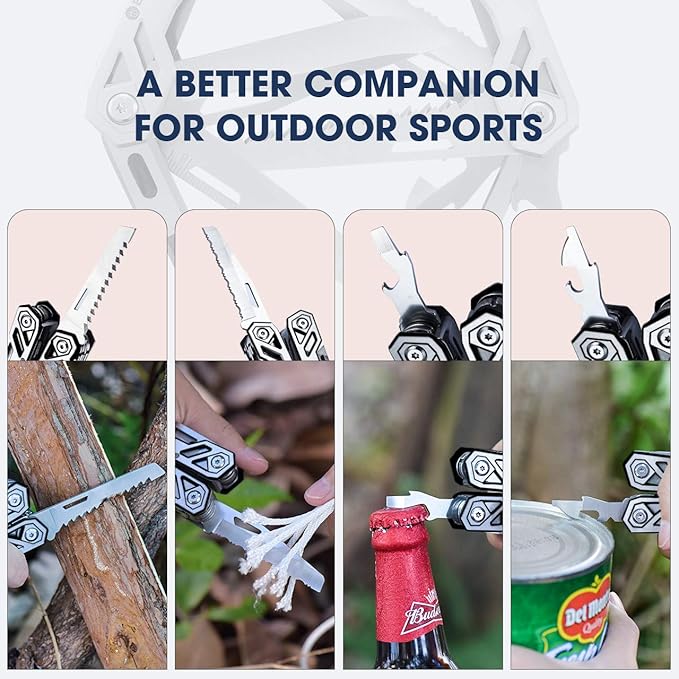 BIBURY 21-in-1 Multitool Pliers, Multi-Purpose Pocket Knife Pliers with Screwdriver Sleeve, 420 Foldable Stainless Steel Safety Locking Design Multi-tool for Survival, Camping, Fishing and Home Repair