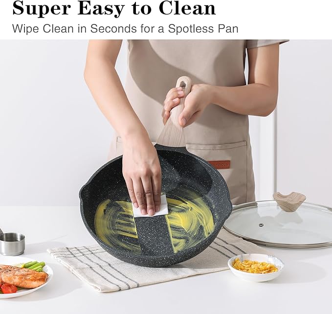 Nonstick Frying Pan Set, 3 Piece Skillet Set, Healthy Induction Cooking Pan, Stay-Cool Handle, Compatible with All Stovetops, PFOA Free (8, 9.5, 11 Inch)