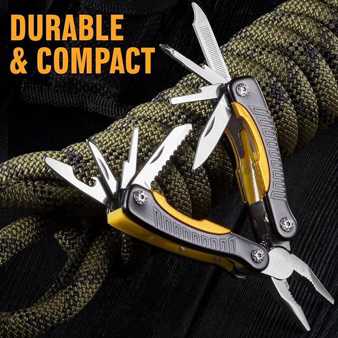 Mini Multitool Knife 12 in 1 Small Pocket Multi Tool with Knife and Pliers - Best Small Multi Purpose All in One Utility for Men & Women - Best Gear Accessory for EDC Work Camping Hiking 2229