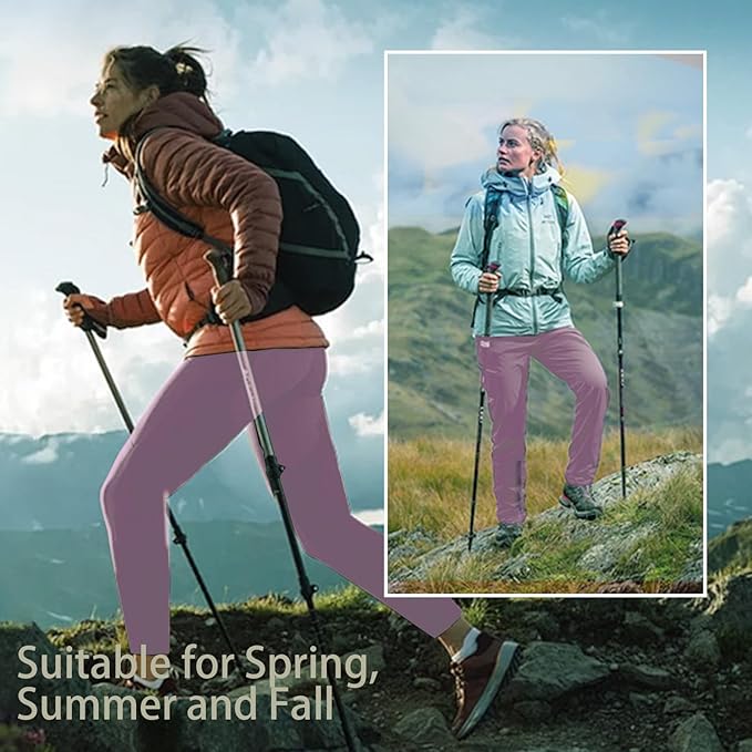 Women's Outdoor Hiking Pants Lightweight Comfortable Breathable Quick Dry Stretchy Running Athletic Pants with Zipper Pocket