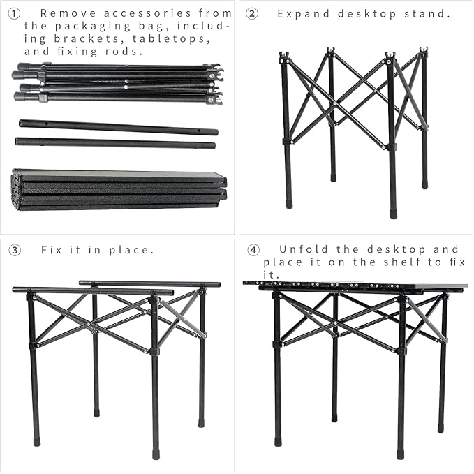 Wind Tour Portable Camping Table Folding Side Table Aluminum Lightweight Table with Carry Bag for Outdoor Cooking Hiking Picnics BBQ Travel (Black)
