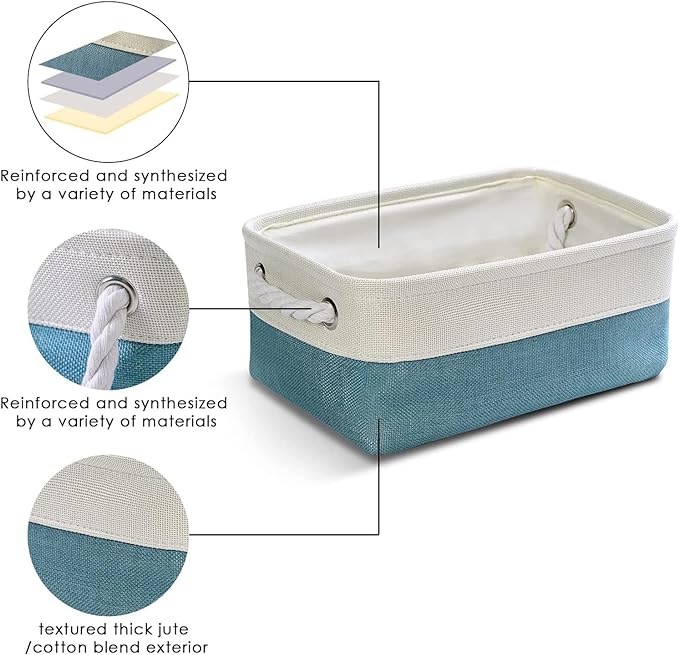 TheWarmHome Fabric Storage Bin with Handles,Storage Basket for Home Storage and Organization, Shelf Basket with Cover for Living Room Bedroom Decor Closet(White & Green,Small ,11.8L×7.9W×5.2H