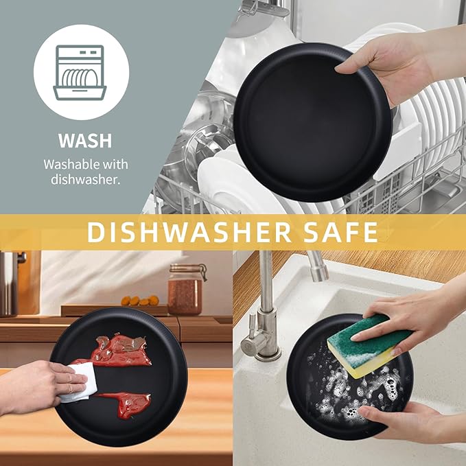 Reusable 16 Pcs Wheat Straw Dinnerware Sets Plastic Plates And Bowls Sets Unbreakable Dinnerware Set Dishes for 4 Microwave Safe Plates Cereal Bowls Tableware For Camping Party