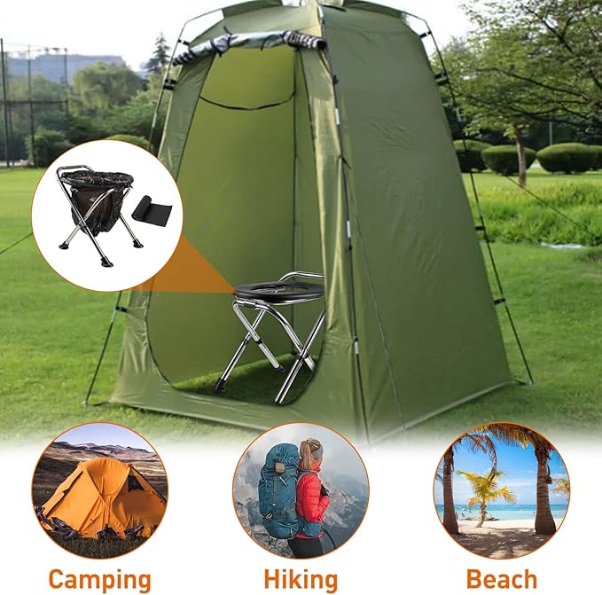 Upgrade Portable Toilet for Camping, Height Adjustable Travel Portable Potty for Adults, Stainless Steel Foldable Toilet for Car,Hiking,Beach and Camping Outdoor Use