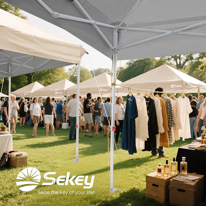 Sekey 10x10 Pop Up Canopy with One Push Setup-Easy Up Canopy with 99% UV Blocking - Instant Outdoor Sun Shade for Events, Parties, Camping- Commercial Gazebo with Weight Bags,Wind Proof&Waterproof