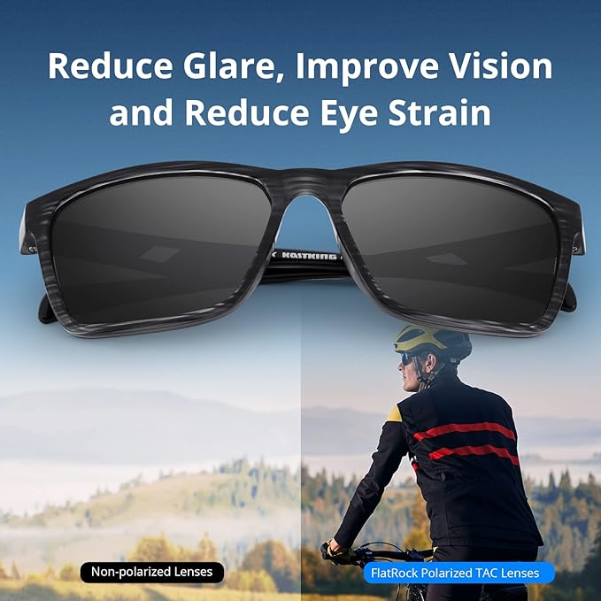 KastKing FlatRock Polarized Sport Sunglasses for Men and Women, Ideal for Driving Fishing Cycling Running, UV Protection