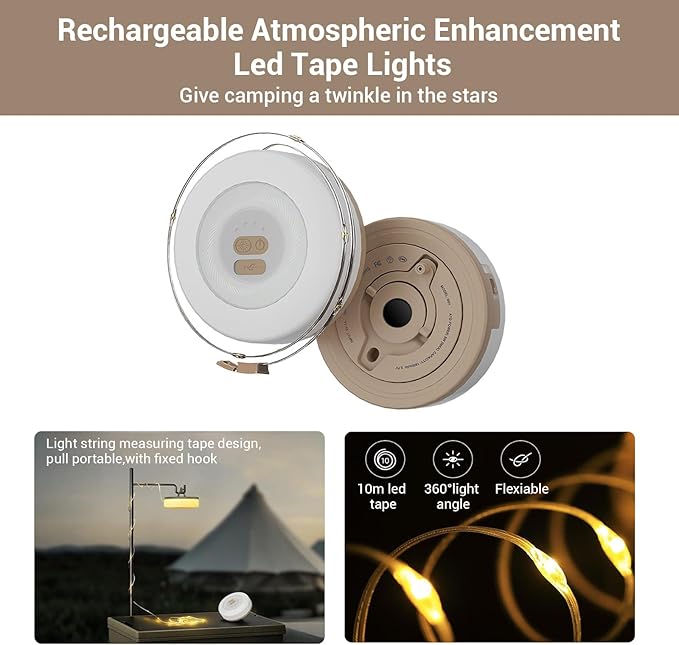 Solar Panel Charging Bag for Outdoor Camping, 10W 5V Charge for Phones and Device,Contains 1 Rechargeable Folding Fan and 3 Different Rechargeable Camping Lamps, 5 in 1 Camping Essentials Handbag