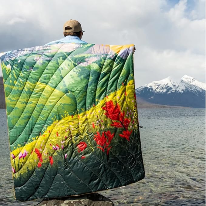 Rumpl Original Puffy Glacier National Park Blanket for Camping and Outdoors, V1, Glacier V1