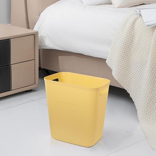 UUJOLY Plastic Small Trash Can Wastebasket, Garbage Container Basket for Bathrooms, Laundry Room, Kitchens, Offices, Kids Rooms, Dorms, 3.5 Gallon, Yellow