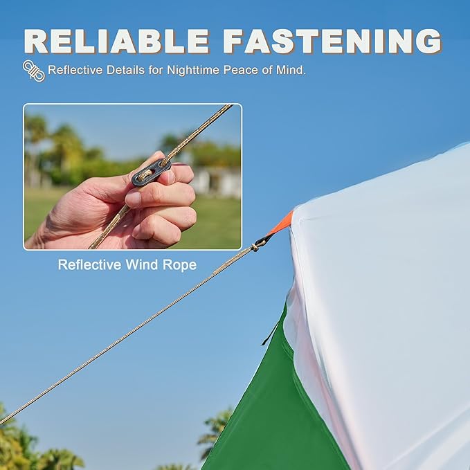 Tents for Camping, Waterproof 10 Person Family Tent with Double Layer & 4 Large Mesh Windows, Weather Resistant Easy Setup 2 Room Big Tent for Music Festival, Parties, 18 X 9 X 6.8Ft