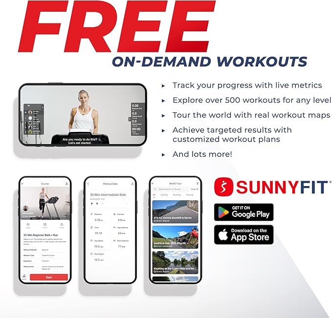 Sunny Health & Fitness Slim Under Desk Walking Compact Treadpad Treadmill with Remote Control, Digital Display, Shock Absorption, Optional Trekking Poles, Free SunnyFit App Bluetooth Connectivity