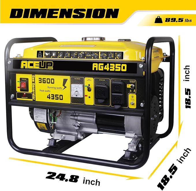 Aceup Energy 4350 Watt Gas Generator for home use, Portable Gas Powered generator 30A Outlet, EPA & CARB Compliant