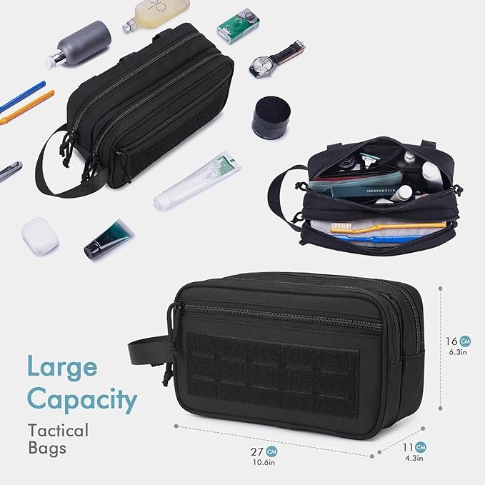 BAGZY Tactical Gym Bags for Men 3 In 1 Travel Duffle Bag 40L with Shoe Compartment Travel Backpack Fitness Weekender Deployment with 1pcs Tactical Toiletry Bag Black