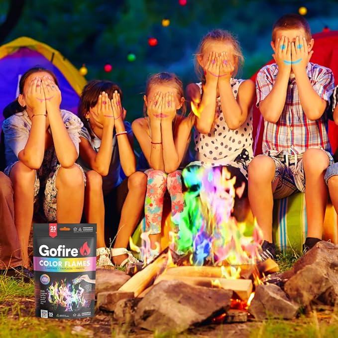 Color Flame Packets - Safe for Indoor & Outdoor Use - 1 Hour Burn for Campfires, Fireplaces, Firepits - No Need to Open Just Drop in - Perfect for Christmas, Birthdays (Multi, 30)