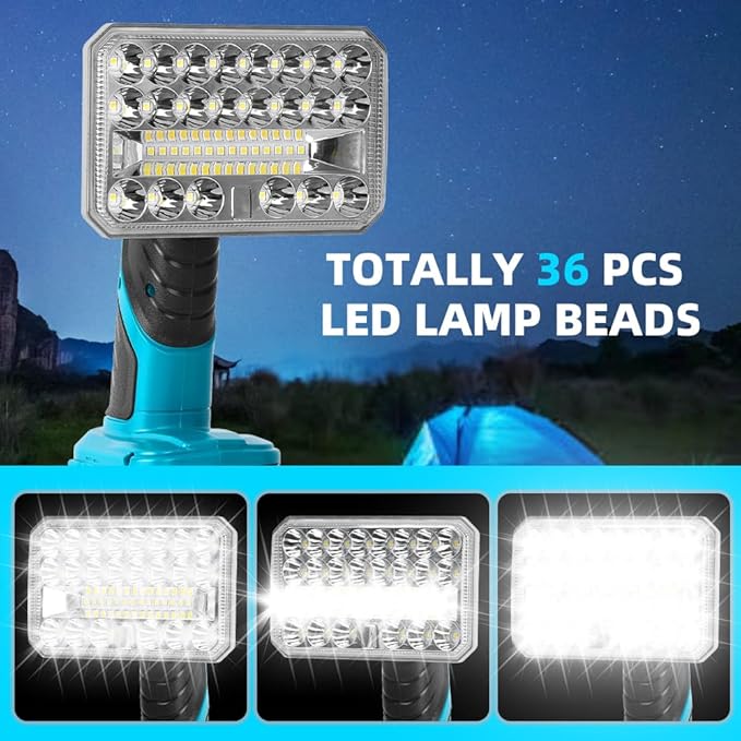 18W Cordless 2000LM LED Flashlight for Makita 18V Lithium-ion Battery, 5" Zinc Alloy Handheld Work Light with USB Charger Port for Camping, Hiking, Climbing, Job Site, Indoor & Outdoor Use