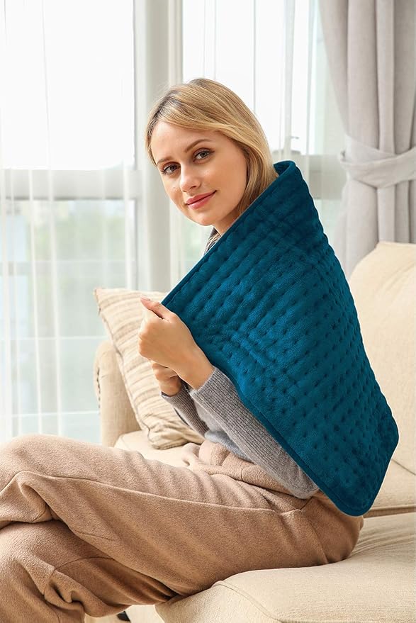 Ambershine 17''x33'' XXXL King Size Heating Pad with 12 Temperature Settings & 4 Auto-Off Countdown Timers, Pain Relief for Back/Neck/Shoulders/Abdomen/Legs, Christmas Gifts for mom dad (Dark Teal)
