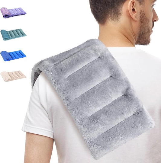 SuzziPad Microwavable Heating Pads for Neck and Shoulder Back Discomfort, 7x16 Fatigue Soothing Heated Pad Microwave, Moist Hot Packs, Unscented Heat Pack for Aches, Sore Muscle, Gray