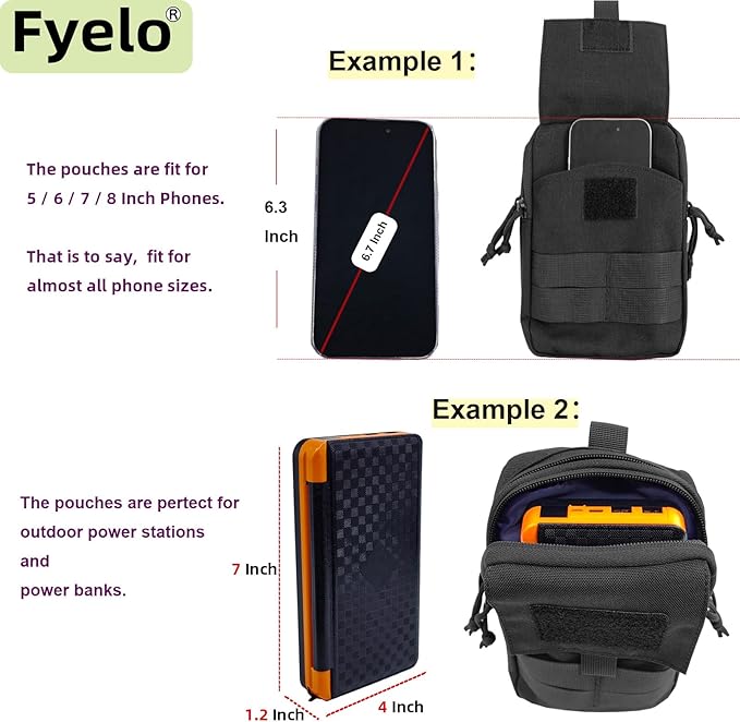 Tactical Belt Pouch Molle Phone Slim Utility Waist Bag EDC Organizer with Cellphone Holster 3 Colors (Black,Brown,Green)