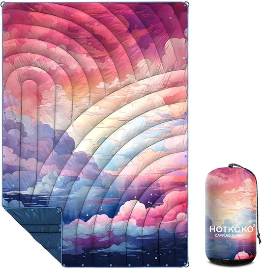 Camping Blanket,Puffy Printed Camp Blankets Lightweight Packable for Outdoor Camping,Traveling, Stadium, Hiking, Picnics