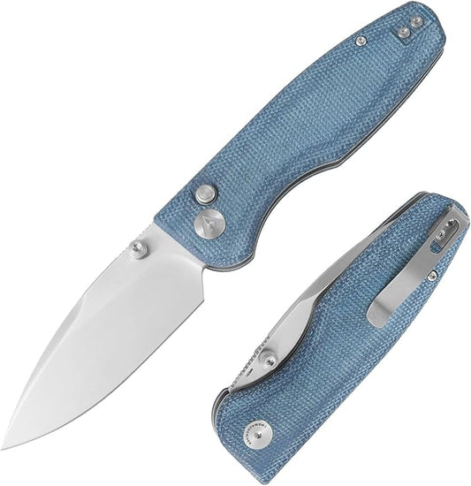 CMB Predator V3 Pocket Folding Knife for EDC with 3.42" Micarta Handle 14C28N Steel Blade Camping Hiking Knife with Pocket Clip for Men Women CMB-19 (CMB-19D)