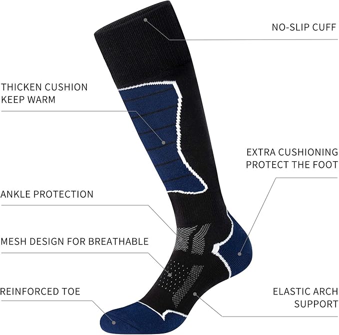 CS CELERSPORT 2/3/4 Pack Ski Socks for Men and Women Skiing, Snowboarding, Winter Performance Socks