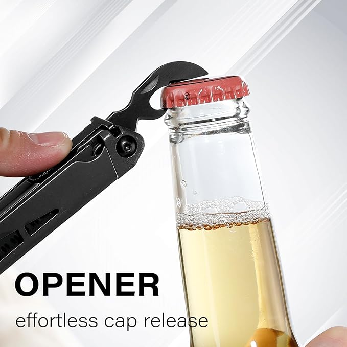 Multitool, 21-in-1 Multi Tool Pliers with Safety Locking and Spring-Action Scissors, Heavy-duty Stainless Steel Multi-tool Set with Nylon Sheath for Work, Home, Garden, DIY & Auto, Black