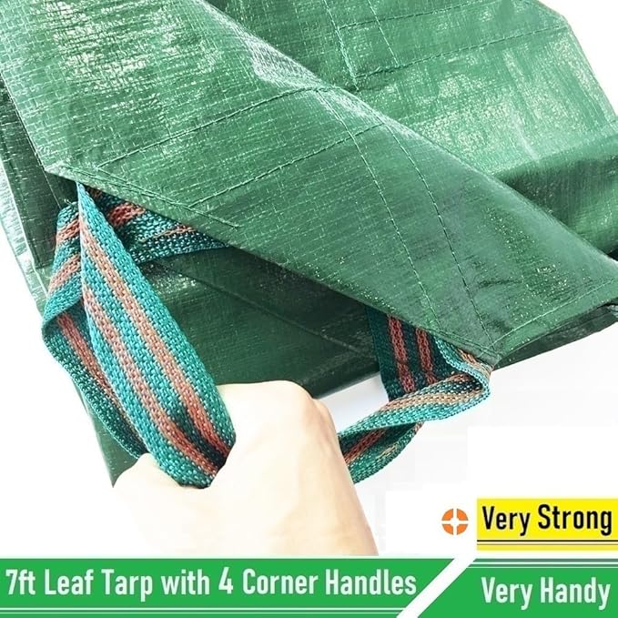 2-Pack 7x7ft Yard Garden Leaf Tarp 4 Handles Waterproof Tarps for Sandbox Cover,Lawn Debris,Yard Waste Tarp,Landscape Pruning,Leaf Hauler,Outdoor Camping Tarps,Tent Footprint,Patio Table,FirePit Cover