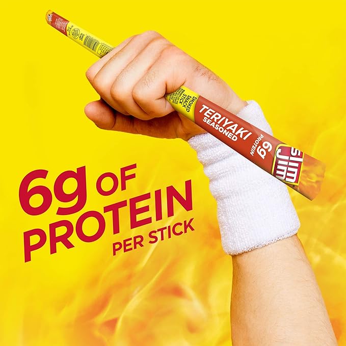 Slim Jim Giant Smoked Meat Sticks, Teriyaki Flavor, 6g Protein Per Stick, 0.97 oz. (24 Count)