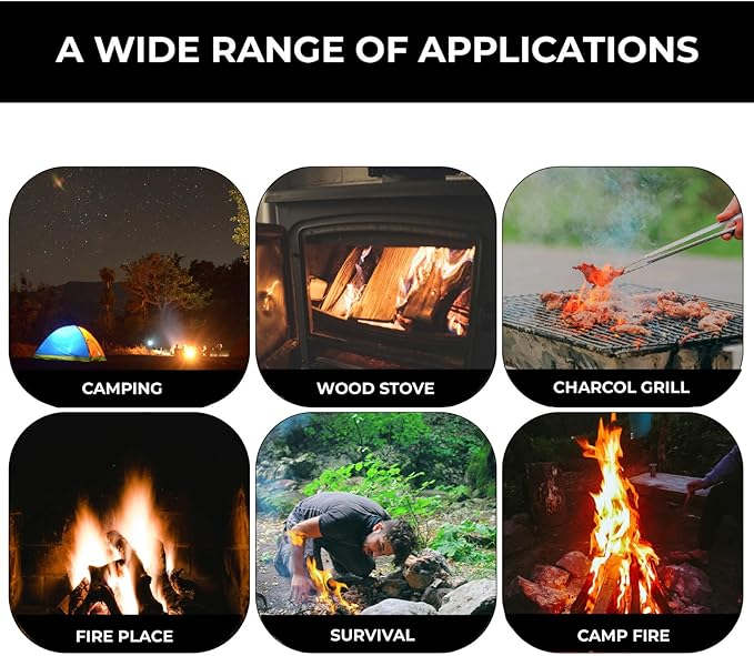 Ultimate Flint Fire Starter Kit with Pouch — Weatherproof Emergency Survival Kit Incl Camping Fire Saw, Magnesium Fire Starter, Fat Rope, Char Cloth, Rope Lighter, & Sticks for Outdoors