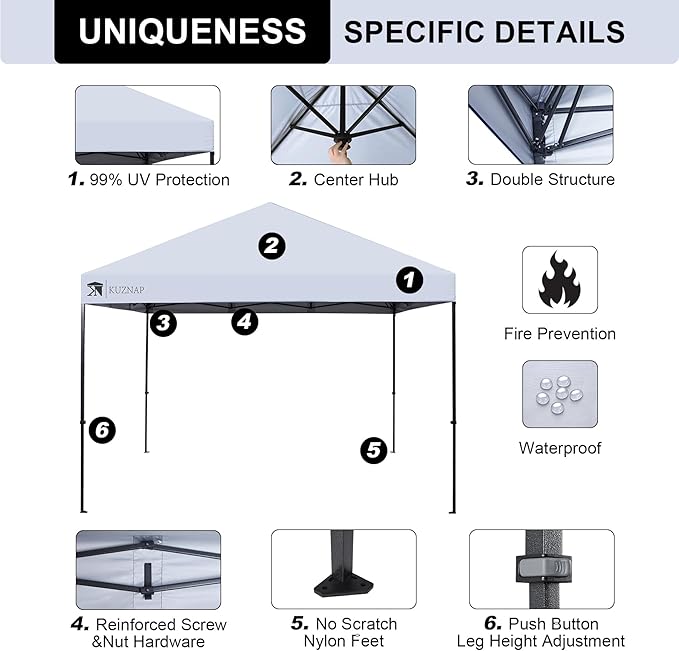 12’x12’ Pop up Canopy Tent Patented EZ Set up Instant Outdoor Canopy with Wheeled Carry Bag Bonus 4 Weight Sandbags, 8 Stakes and 4 Ropes,White