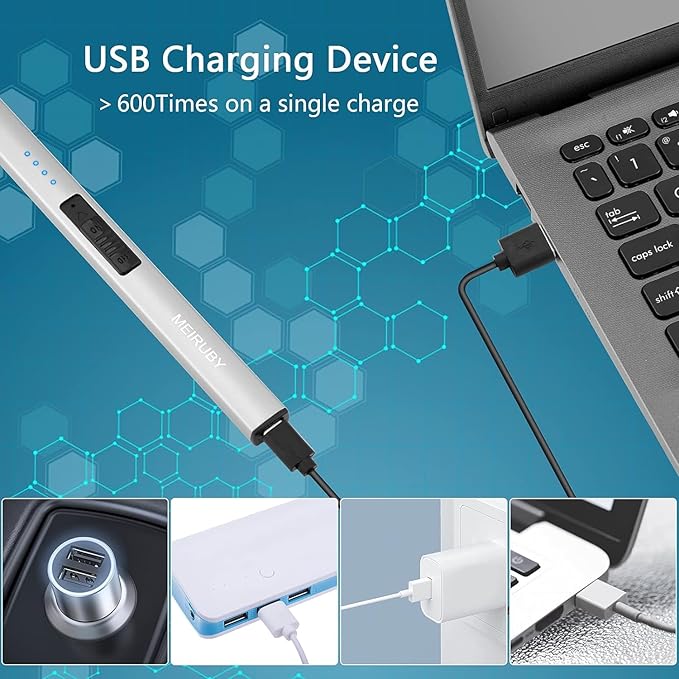 2 Pack Electric Candle Lighter, Christmas Stocking Stuffers Gifts for Women Mom Men Wife Sister, USB Arc Rechargeable Windproof Long Lighter for Candle BBQ Housewarming Birthday Gifts Idals