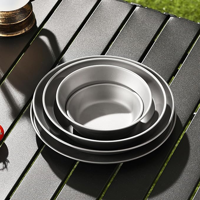Pure Titanium Camping Sauce Dish 2 Pieces 4.6 inch Salad Sacue Bowl for Backpacking Outdoor Hiking