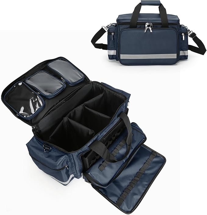 Medical Bag Empty First Aid Bag Emergency Responder Bag Professional First Aid Kits Storage with Inner Dividers and No-Scratch Bottom,Trauma Bag for Home Health