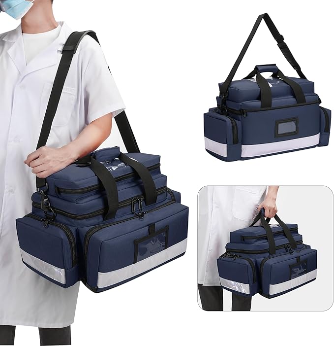 First Aid Bag Empty Medical Bag with Detachable Dividers First Aid Kit Organizer for Nurses,Home Health Care, EMT