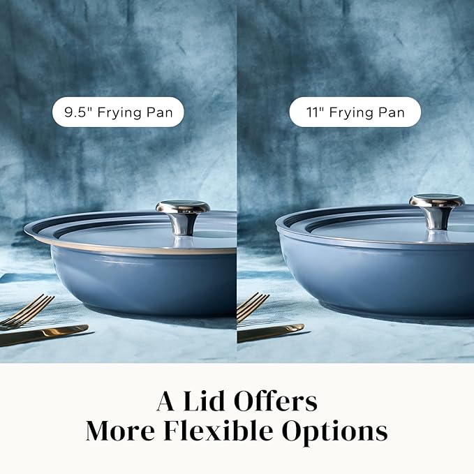 Redchef Nonstick Frying Pans Set, 4-Piece Ceramic Cookware Set, 8" 9.5" 11" Saute Pan Skillet, Non Toxic Pans for Cooking, Pots and Pans Set, PFAS & PTFE & PFOA Free, Dishwasher & Oven Safe, Blue