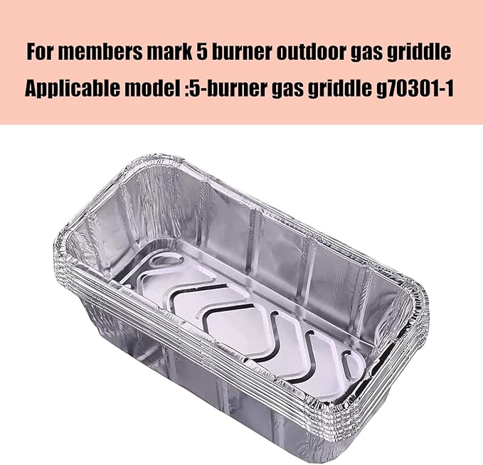 30-Pack Grease Tray Liner Drip Pan Liners for Members Mark 5-Burner Outdoor Flat Top Gas Griddle l Replacement Members Mark 5 Burner Griddle Aluminum Foil Grease Pan Disposable