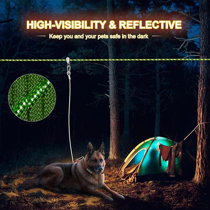 Dog Camping Essentials 50ft Portable Overhead Trolley System Pet Camping Leash for Dogs up to 200lbs Dog Runner for Yard