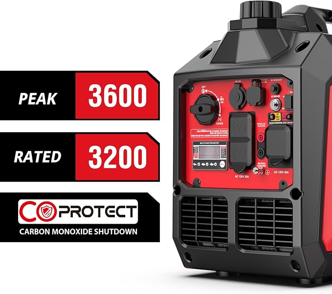 PowerSmart 3600-Watt Portable Inverter Generator with CO Protect, Quiet, 30 amp for RV-Ready