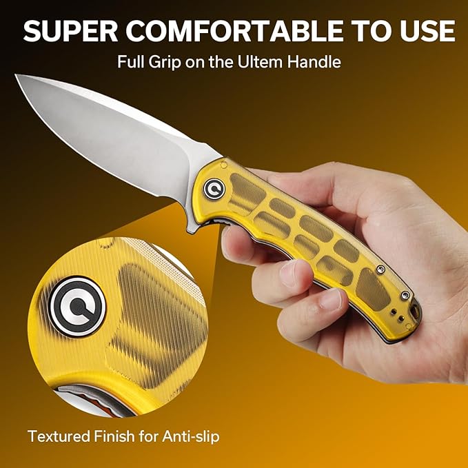 CIVIVI Praxis Pocket Folding Knife - Modern Aesthetics Ultem Handle, 3.75" Sharp Blade, Deep Carry Clip for EDC C803L
