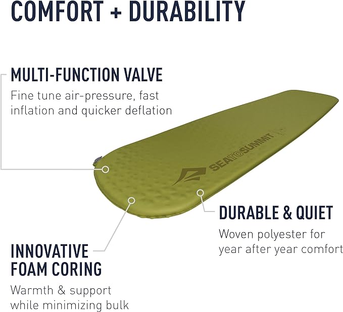 Sea to Summit Camp Self-Inflating Foam Sleeping Mat for Camping and Backpacking, Tapered - Large (78 x 25 x 1.5 inches)