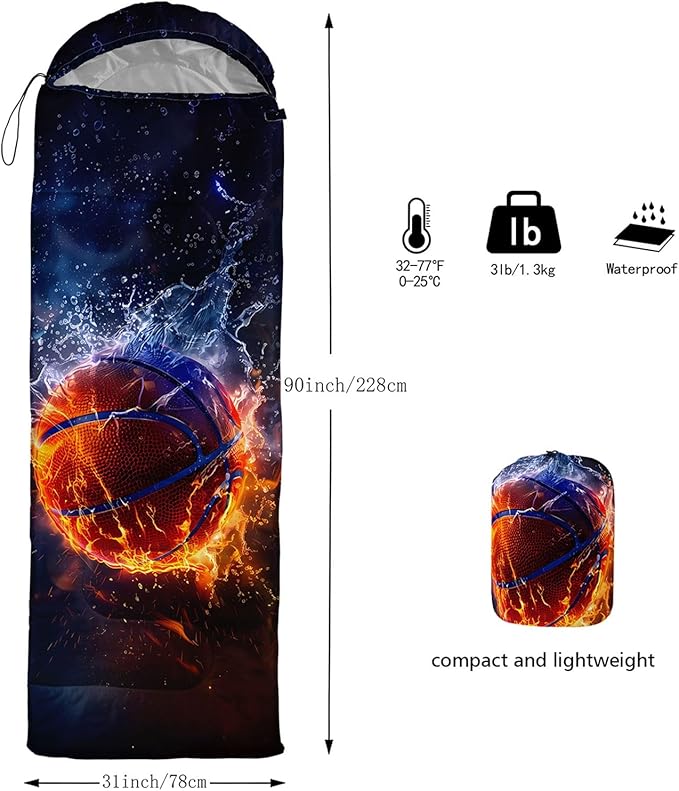 Kids Sleeping Bag for Boys Girls,Checkerboard Cat Print-Lightweight Warm Portable Outdoor Indoor-Waterproof Cold Weather Resistant Sleeping Bag for Camping Hiking