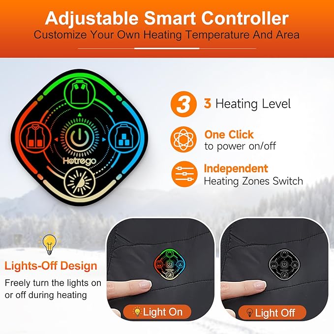Heated Vest Women with Battery Pack Included, Smart Controller, Lightweight Electric Heating Jacket, Light Out Design