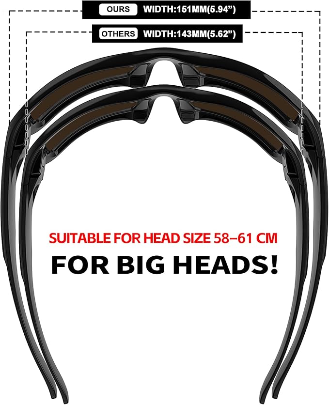 MAXJULI Polarized Wrap Around Sports Sunglasses for Big Heads Men Women UV400 Protection Sun Glasses 8232