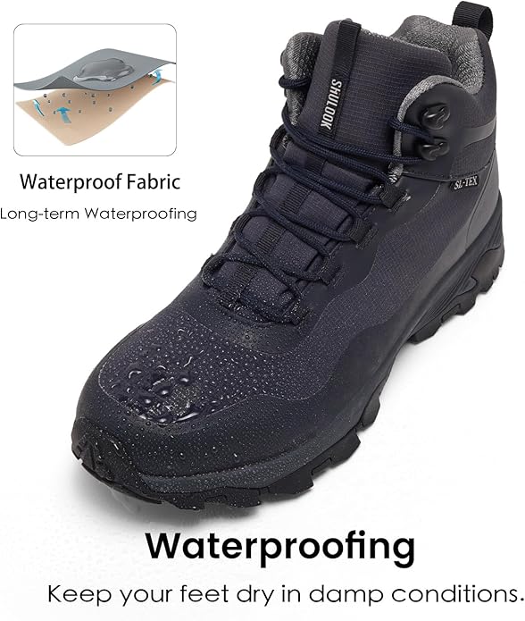 SHULOOK Men's Waterproof Hiking Boots Outdoor Lightweight Breathable Trekking Camping Mountaineering Shoes