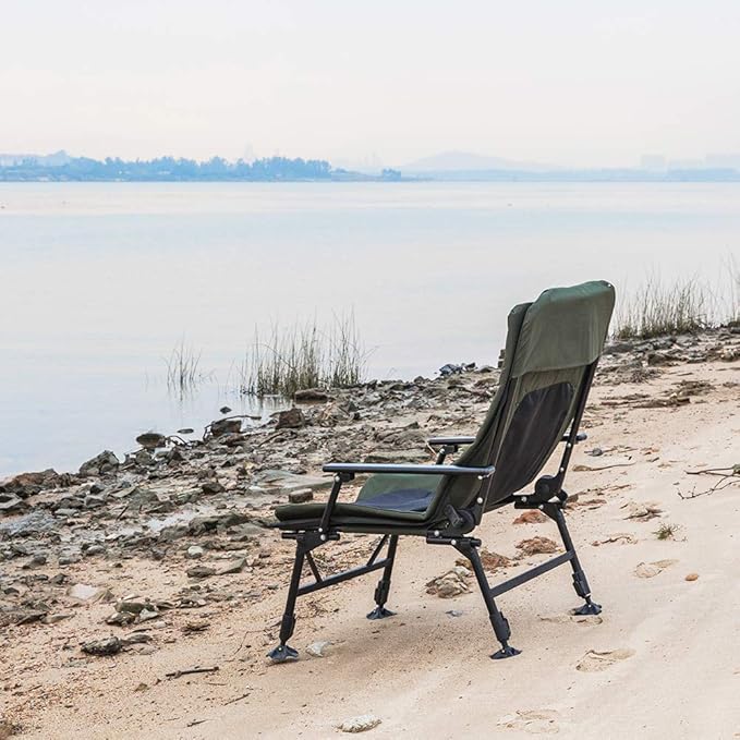 VINGLI Heavy Duty Fishing Chair with Footrest Support 440 LBS, Oversized Camping Chairs with 160° Adjustable High Back, Beach Chair for Outdoors/Yard/Forest