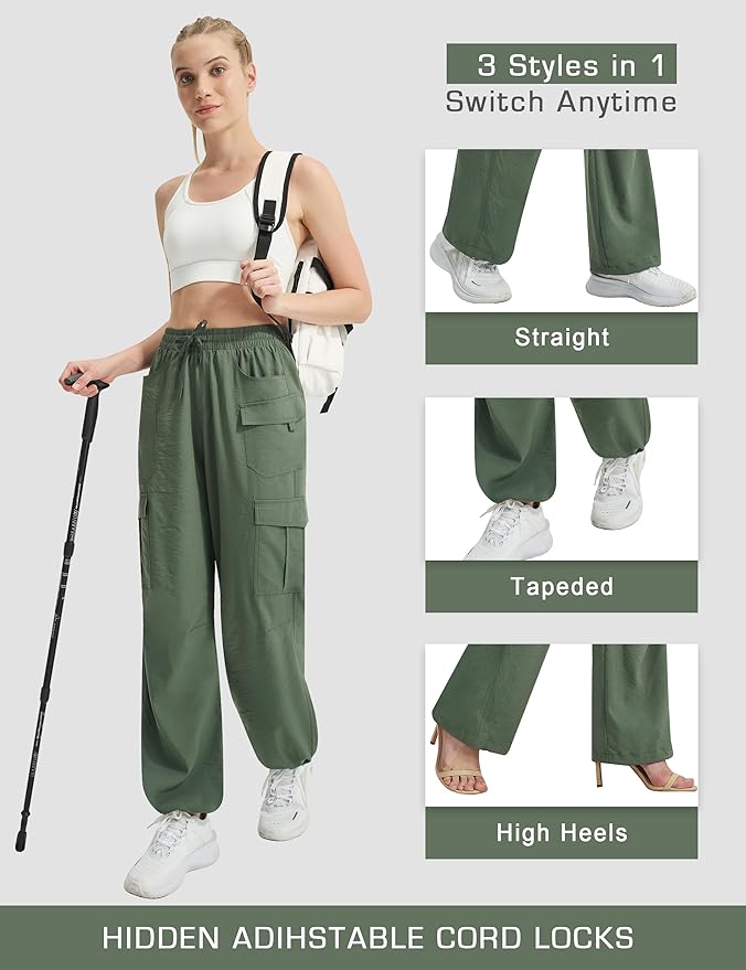 Women's Cargo Hiking Pants Lightweight Casual Quick Dry Straight Leg Camping Travel Pant for Work Golf with Multi-Pocket
