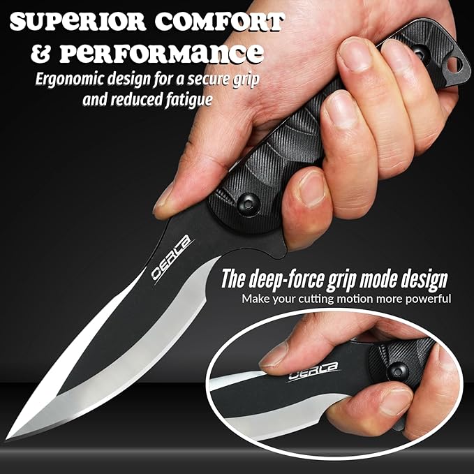 OERLA TAC OLL-005 Outdoor Knife Fixed Blade Camping Hunting Survival Field Knife 420HC Full Tang Steel Blade with Kydex Sheath and EDC Tactical Belt Clip