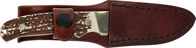 Uncle Henry PH2N Next Gen Mini Pro Hunter 6.75in High Carbon S.S. Full Tang Fixed Blade Knife with a 2.8in Blade and Staglon Handle for Outdoor Survival, Camping and Hunting, White/Brown