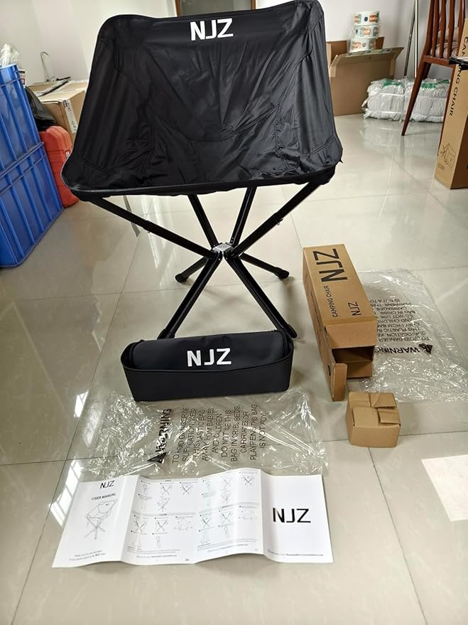 Small Camping Chair, Compact Folding Camping Chair for Adults-200 LBS Supported Lightweight Backpacking Chair for Outdoors Fishing, Hiking, Travel, Picnic, Beach Aluminum Chair(Black)